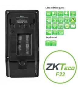 Poiteuse noire autonome biométrique F22 Zkteco vue arrière