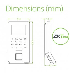 Dimensions F22 Zkteco